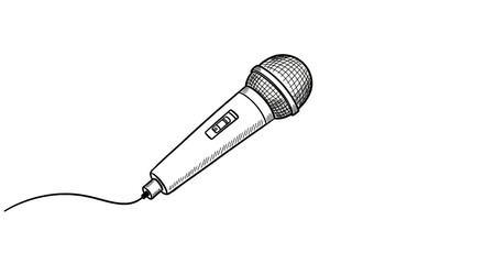 A wired microphone ready to capture a powerful speech, a song, or a story, shown in a simple hand-drawn sketch style.