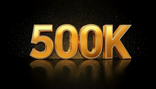 500k animation golden milestone on white background. 500K followers banner 3D design. thank .