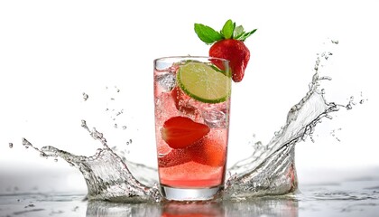 Strawberry Lime Fizz- A sparkling drink made with fresh strawberries, lime juice, and soda water