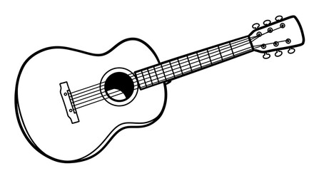 Fototapeta premium A classic acoustic guitar ready to strum a heartfelt melody, showcased in a simple line drawing with clean, bold outlines.
