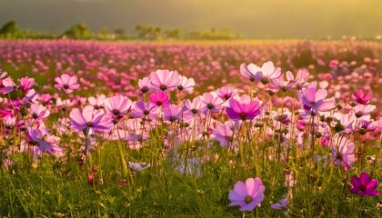 Obraz premium Cosmos flowers blooming in garden,pink cosmos flower blooming in the field,Pink Cosmos bipin