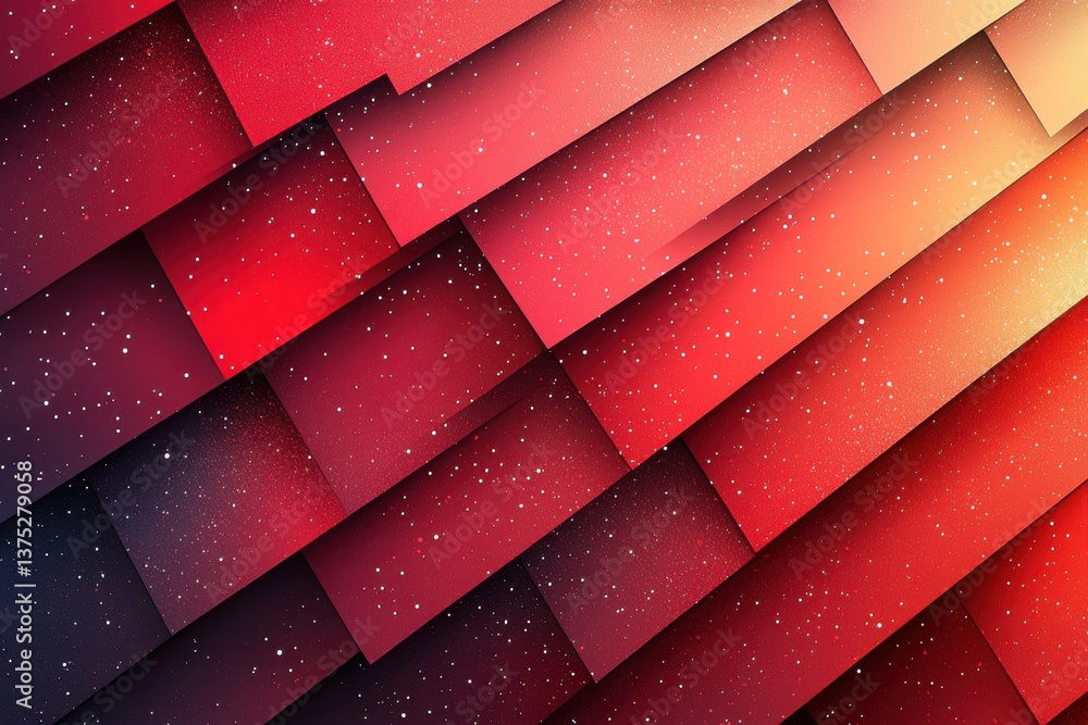 Poster vibrant abstract red background with diagonal shapes and sparkling stars