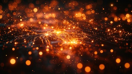 Fototapeta premium Abstract Orange and Black Glowing Sparks Background