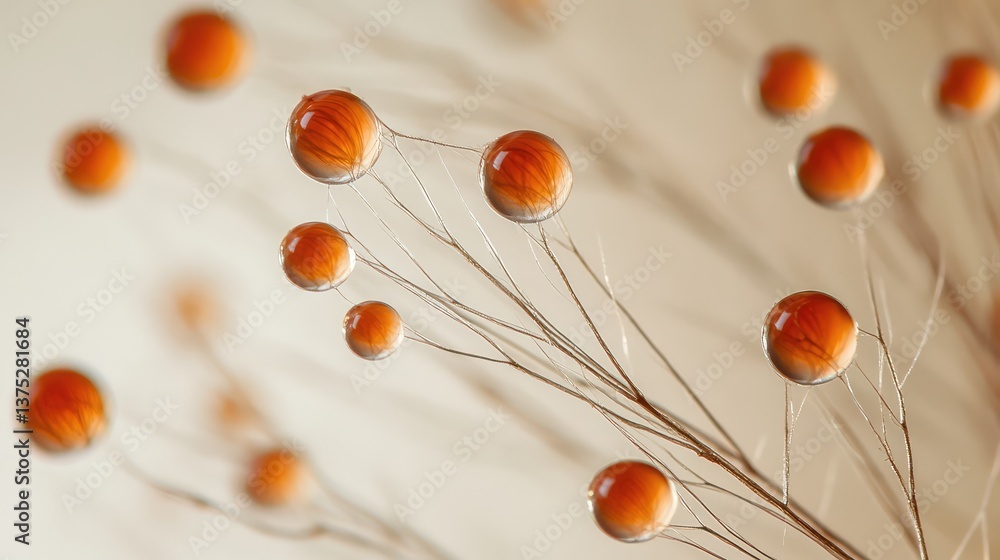 Poster a high-speed macro shot of a liquid droplet stretching into thin filaments, showcasing elasticity in