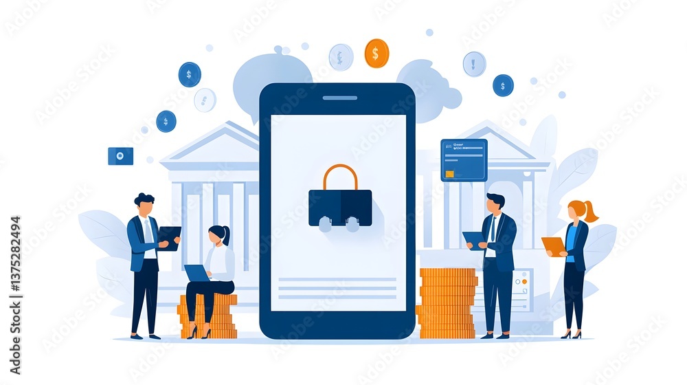 Poster financial inclusion through ai-driven banking, a user-friendly digital wallet interface, diverse use