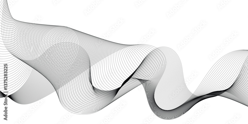 Poster vector wavy grey lines flowing smooth digital futuristic technology curve ocean black gradient color