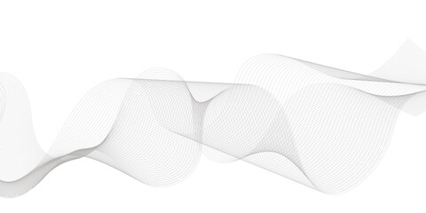Vector wavy grey lines flowing smooth digital futuristic technology curve ocean black gradient color on transparent background. Design for technology, science, music, sound, banner, poster, modern.
