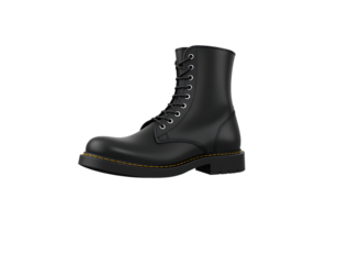 Black leather combat boots