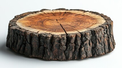 Rustic Wooden Tree Slice: A Natural Wood Cross-Section