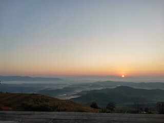 sunrise over mountain panorama view background