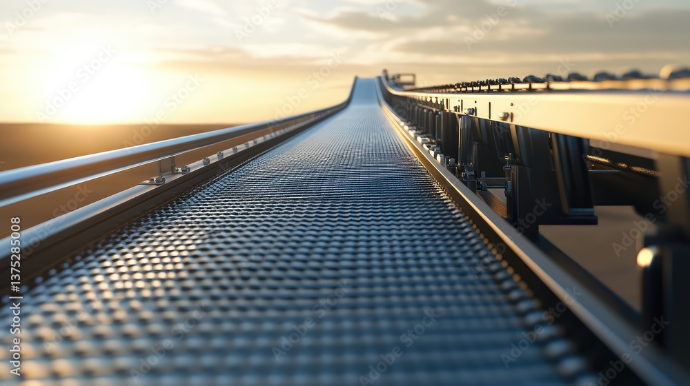 Poster a smooth conveyor system with a long stretch of empty space above, perfect for branding or messaging