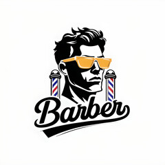 Minimalist Logo Featuring Black Silhouette With Amber Sunglasses.