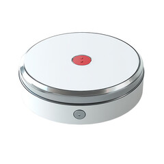 Modern minimalist food warmer in white and silver with red power button