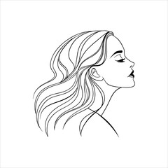 Long haired lady silhouette, a vector illustration of glamour and beauty