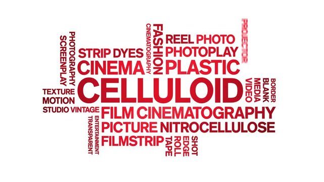 Celluloid animated word cloud;text design animation tag kinetic typography seamless loop.