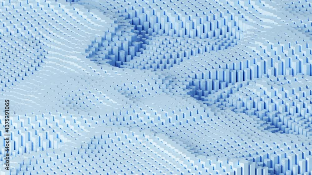 Poster 3d rendering abstract art animation with abstract moving shape in blue color