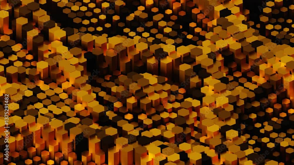 Poster 3d rendering abstract background animation with abstract moving shape in gold color