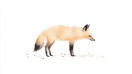 Obraz premium Arctic Fox Watercolor Painting, Elegant watercolor illustration of an arctic fox.