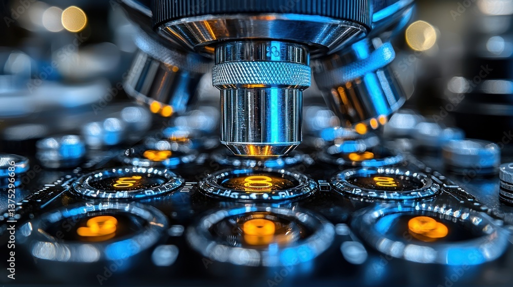 Aufkleber microscopic view of illuminated technological components