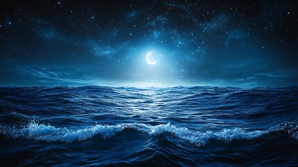 Fototapeta premium Starry Night Ocean Scene