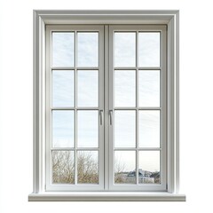 Front view of a double casement window isolated on a white background