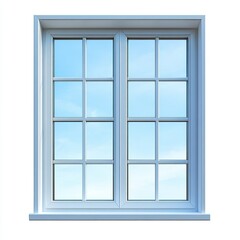 Front view of a glass-pane window isolated on a white background