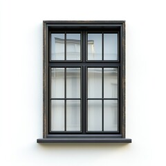 Obraz premium Front view of a loft window isolated on a white background
