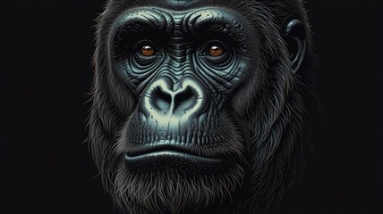 Obraz premium Gorilla Head Vector Illustration . Vintage Gorilla Logo Design