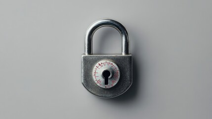 Metal combination lock on a plain background