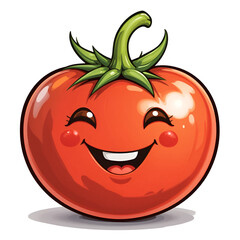 Funny vector tomato cartoon character with cute expression, perfect for food-themed designs and kids' illustrations.