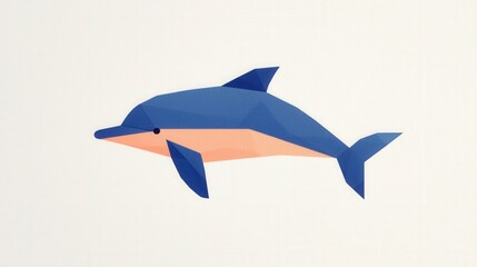 Geometric Dolphin Illustration, Low poly style dolphin graphic design