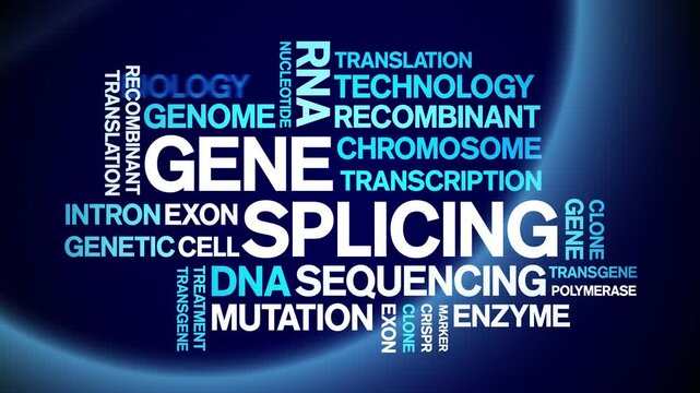 Gene Splicing animated word cloud;text design animation tag kinetic typography seamless loop.