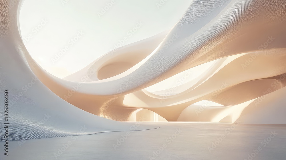 Aufkleber digital rendering of an abstract elastic wave structure in a futuristic environment. smooth curves a