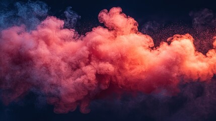 Abstract Red and Blue Smoke Cloud Explosion
