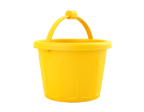 Yellow plastic bucket with handle