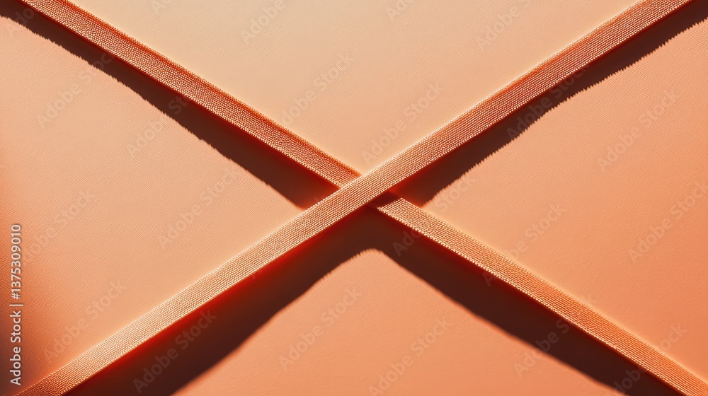 Poster macro shot of an elastic band stretching between two points, isolated on a solid-colored background.