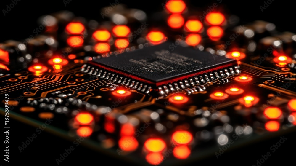 Aufkleber illuminated microchip: a close-up of circuitry and technology