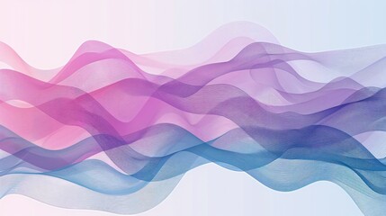 Abstract wavy lines in pink, purple, and blue hues on a light background.
