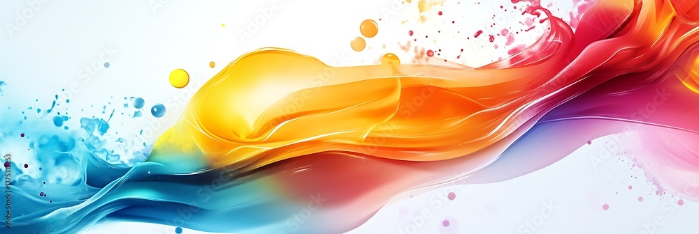Poster abstract colorful stream: a vibrant abstract composition of fluid, multi-colored streams that flow d