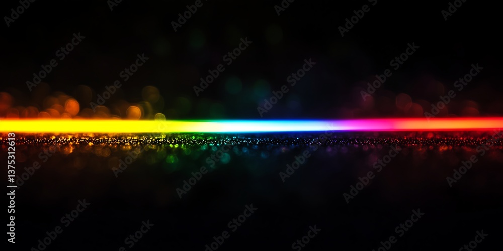 Aufkleber chromatic brilliance: a vibrant, horizontal line of color cuts through darkness, creating a mesmeriz