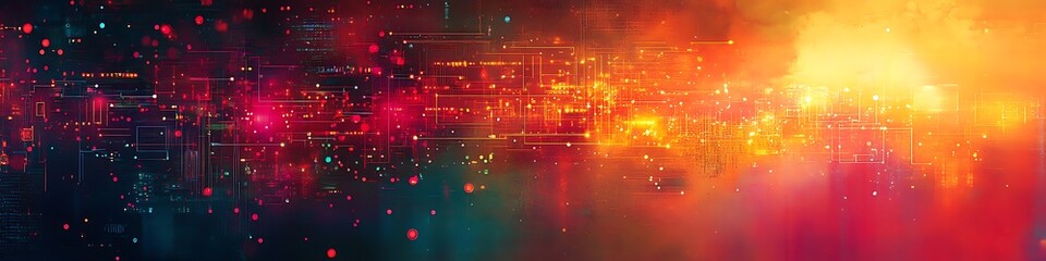 Obraz premium Celestial Symphony: A captivating view of vibrant and expressive colors of space, swirling across the canvas, creating a sense of vastness and the unknown.