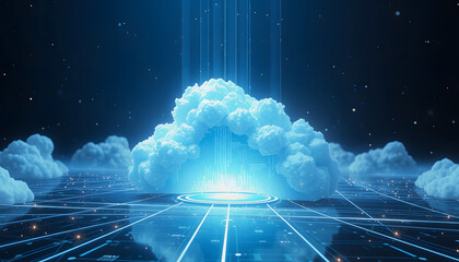 Cloud sevice visualized by a futuristic scene with future technology in a fantasy high technology universe , with white tonespng