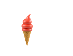 Delicious red ice cream cone isolated