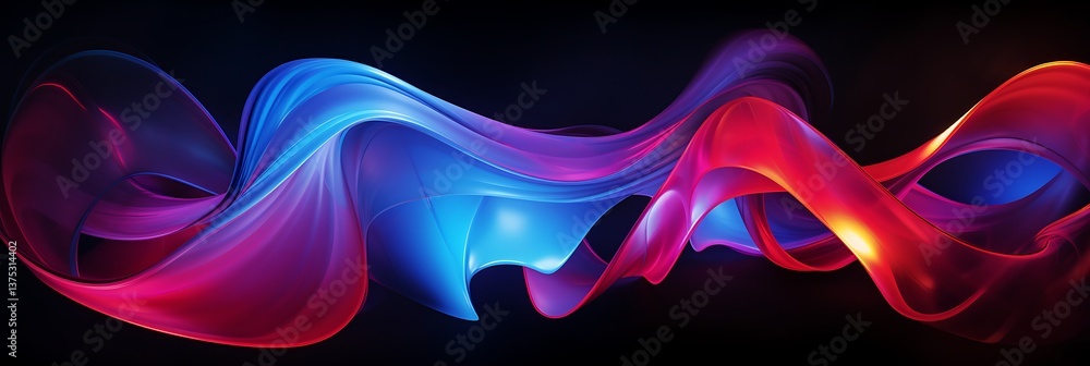 Aufkleber vibrant waves of light: mesmerizing abstract artwork with dynamic flow, featuring swirling ribbons o