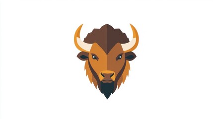 Bison Head Illustration - Flat Design