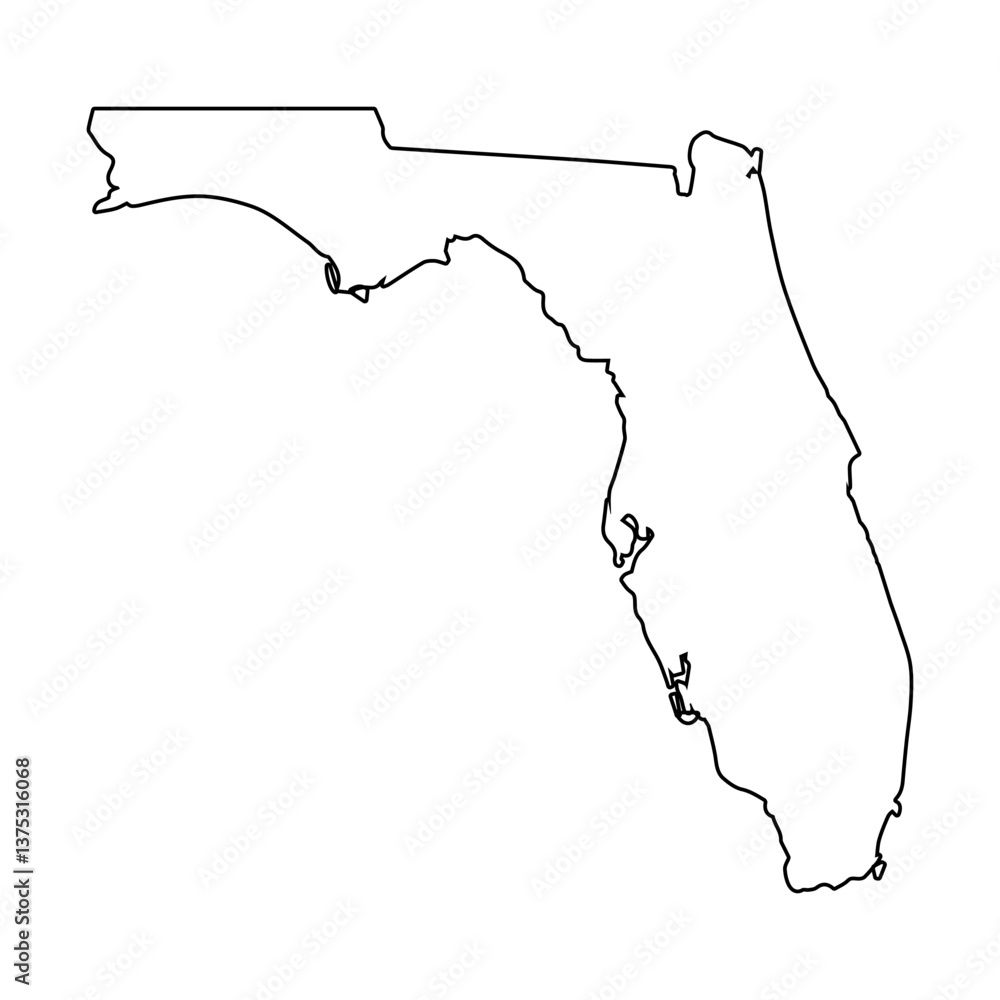 Poster Clean vector outline of Florida state map for design projects