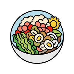 cobb salad vector art, cobb salad icon, food vector illustration