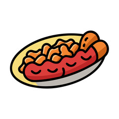 currywurst vector art, currywurst icon, food vector illustration