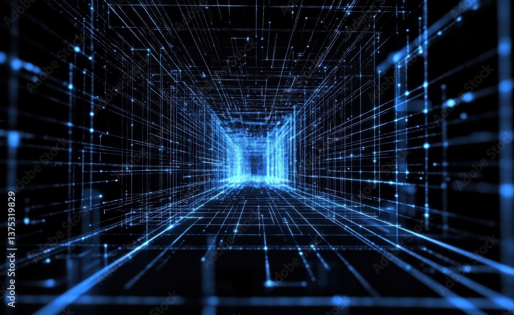 Poster digital network tunnel visualization