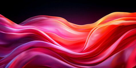 Fototapeta premium Colorful flowing fabric waves in shades of pink, red, and orange create vibrant and dynamic visual effect, evoking sense of movement and energy